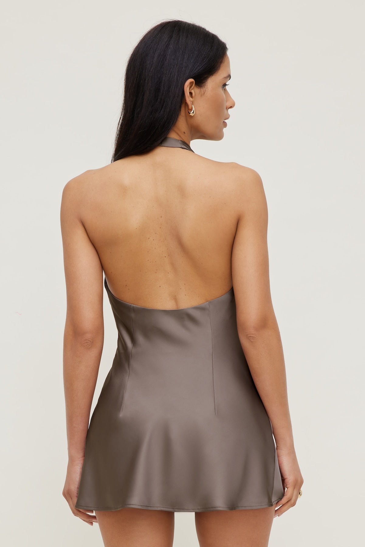 Camila Satin Romper Mini Dress Brown - Dynamite