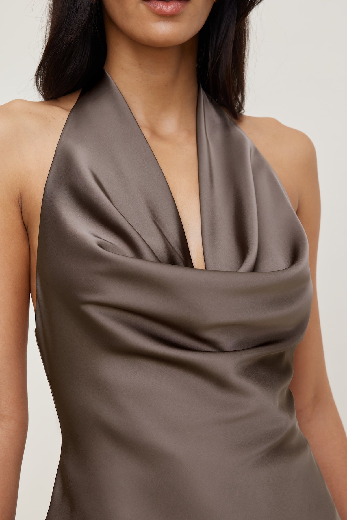 Camila Satin Romper Mini Dress Brown - Dynamite
