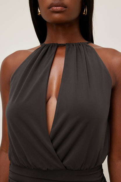 Sculpt Keyhole Mini Dress Brown - Dynamite