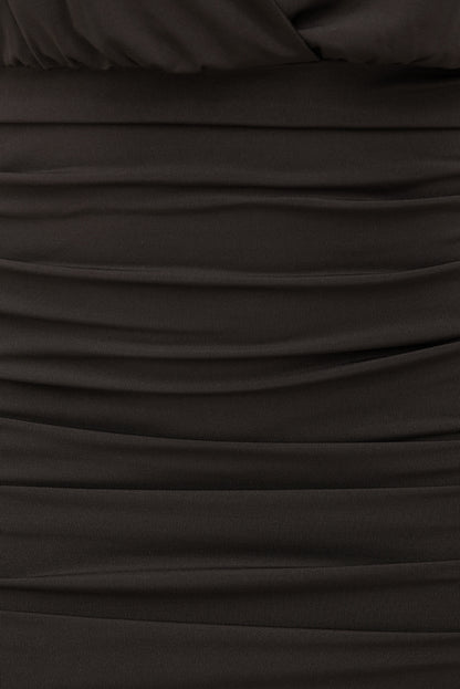 Sculpt Keyhole Mini Dress Brown - Dynamite