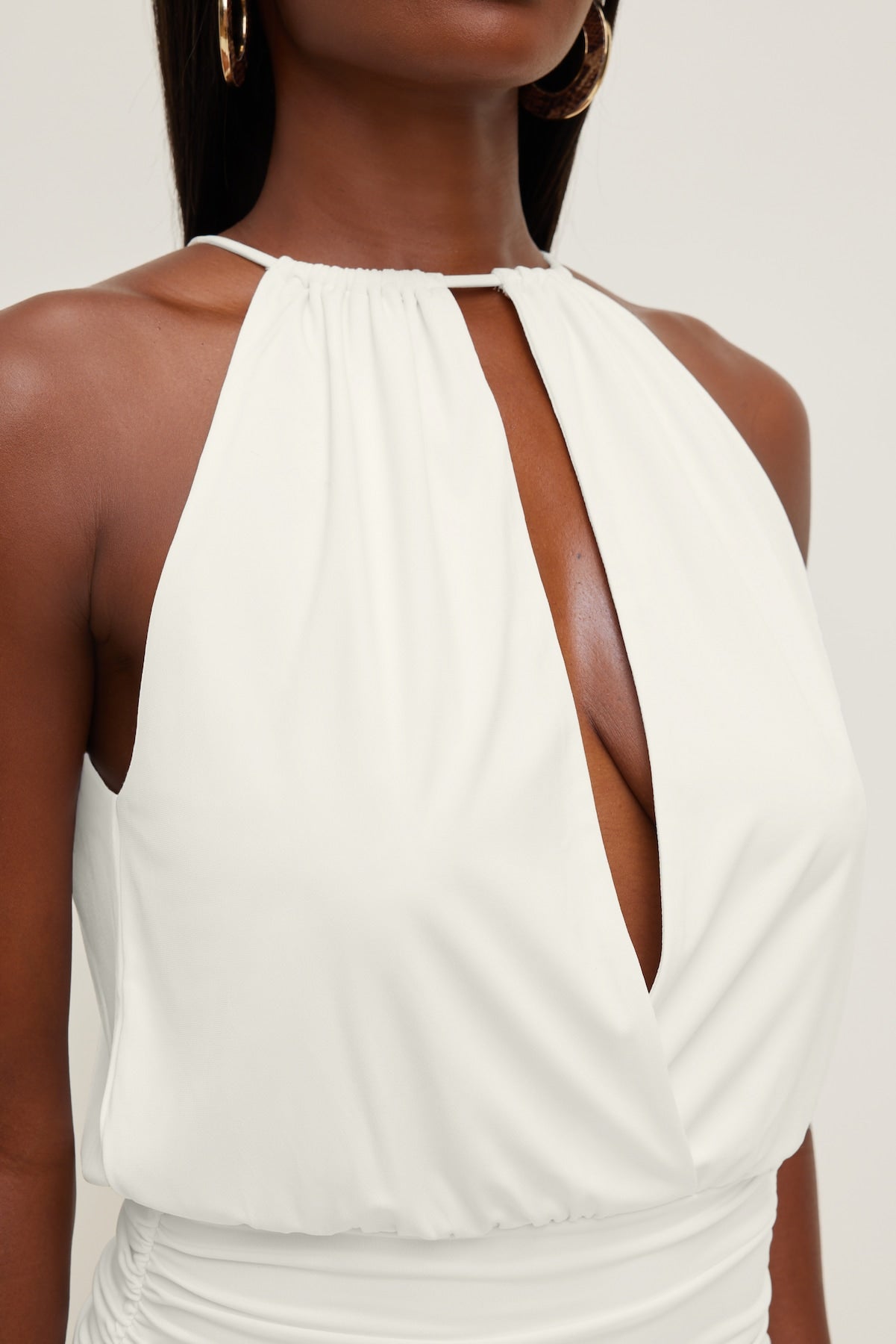 Sculpt Keyhole Mini Dress White - Dynamite