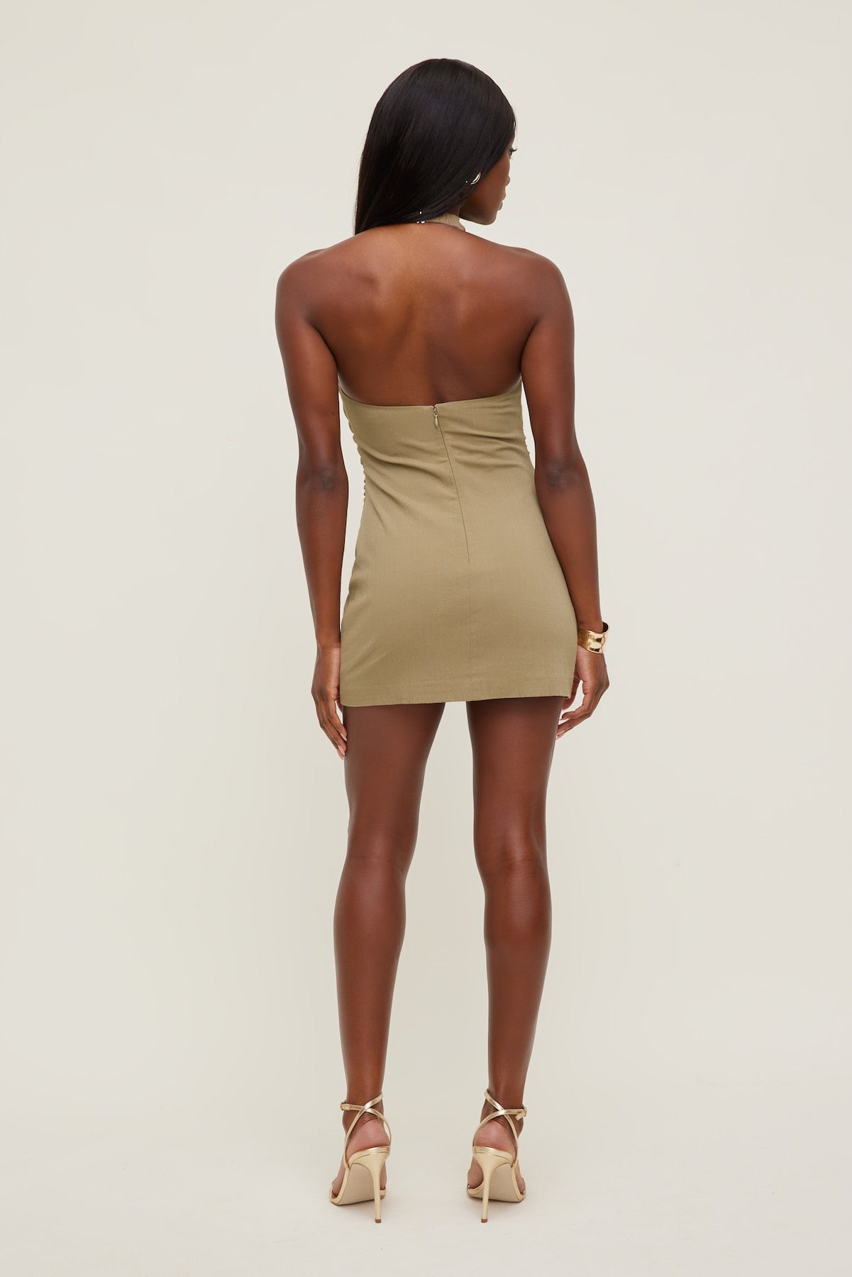 Cowl Halter Mini Dress Brown - Dynamite