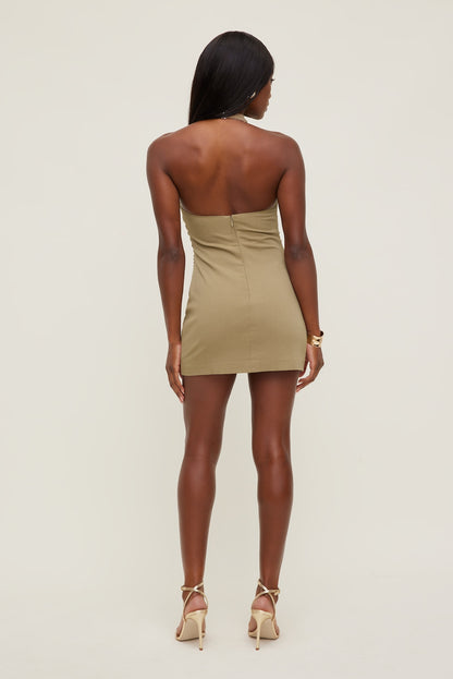 Cowl Halter Mini Dress Brown - Dynamite