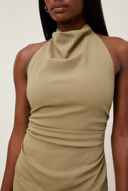 Cowl Halter Mini Dress Brown - Dynamite