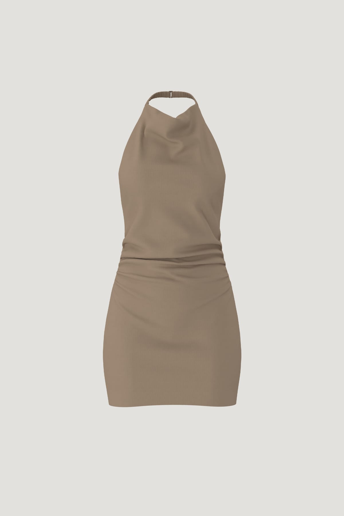 Cowl Halter Mini Dress Brown - Dynamite