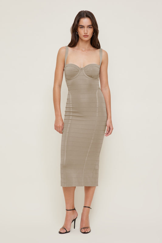 Bandage Midi Dress Beige - Dynamite