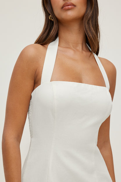 Alaya Linen Mini Dress White - Dynamite