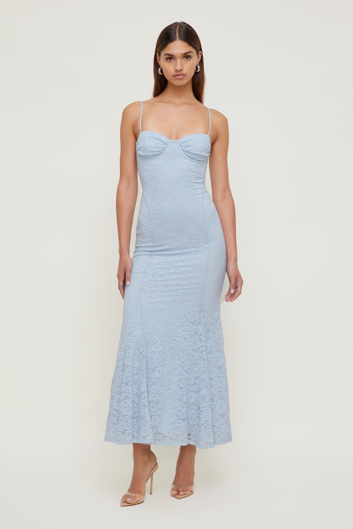 Monet Lace Overlay Maxi Dress Blue - Dynamite