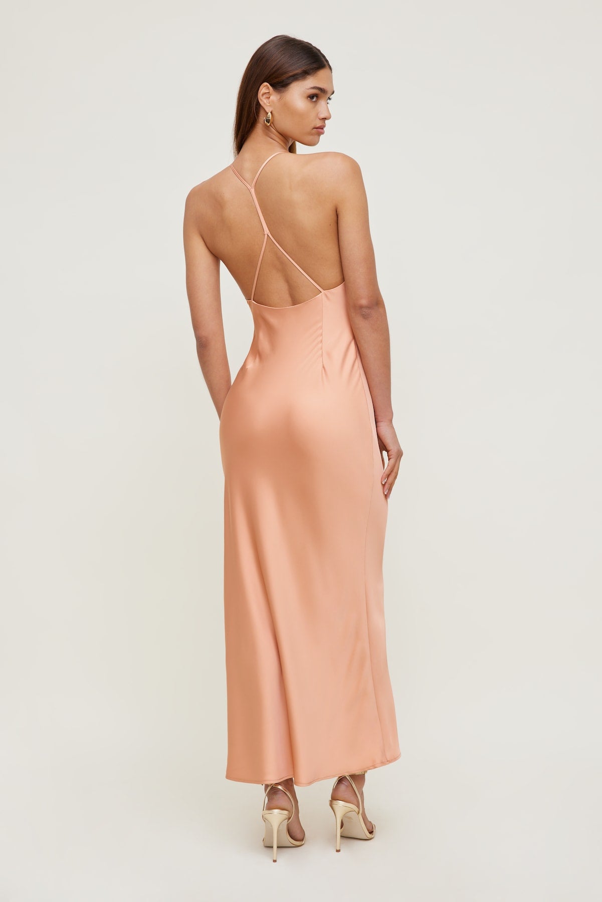 Livia Satin Midi Dress Orange - Dynamite