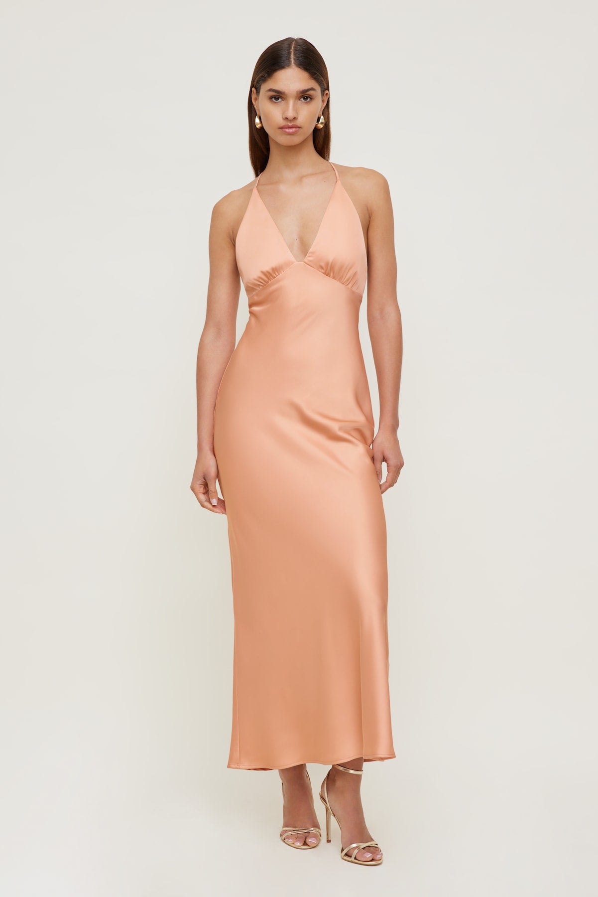 Livia Satin Midi Dress Orange - Dynamite