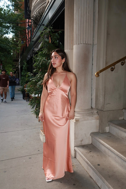 Livia Satin Midi Dress Orange - Dynamite
