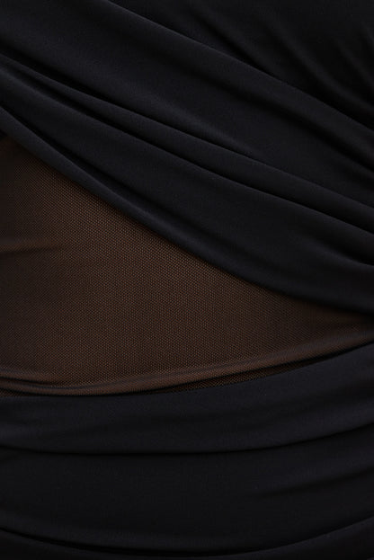 Sculpt Draped Mini Dress Black - Dynamite