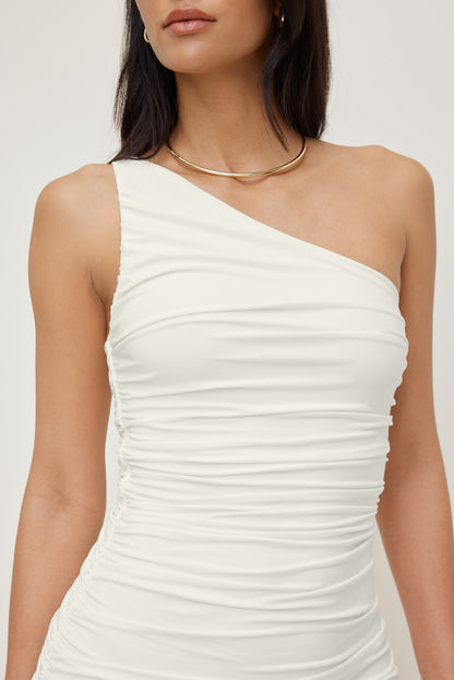Sculpt Ruched Mini Dress White - Dynamite