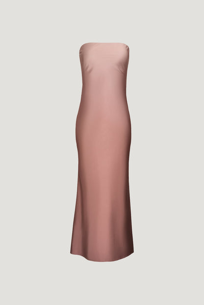 Satin Maxi Tube Dress Brown - Dynamite