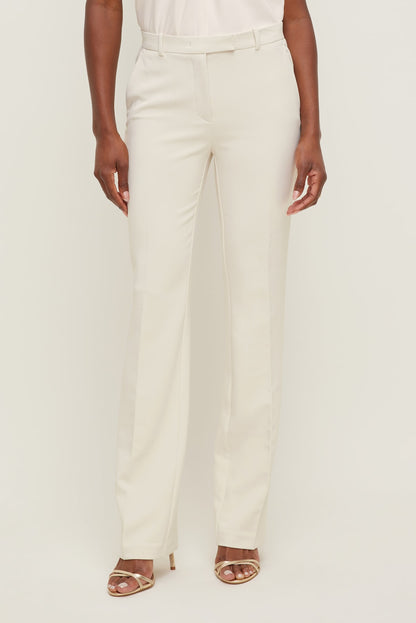 High Rise Slim Straight Leg Pants Beige - Dynamite