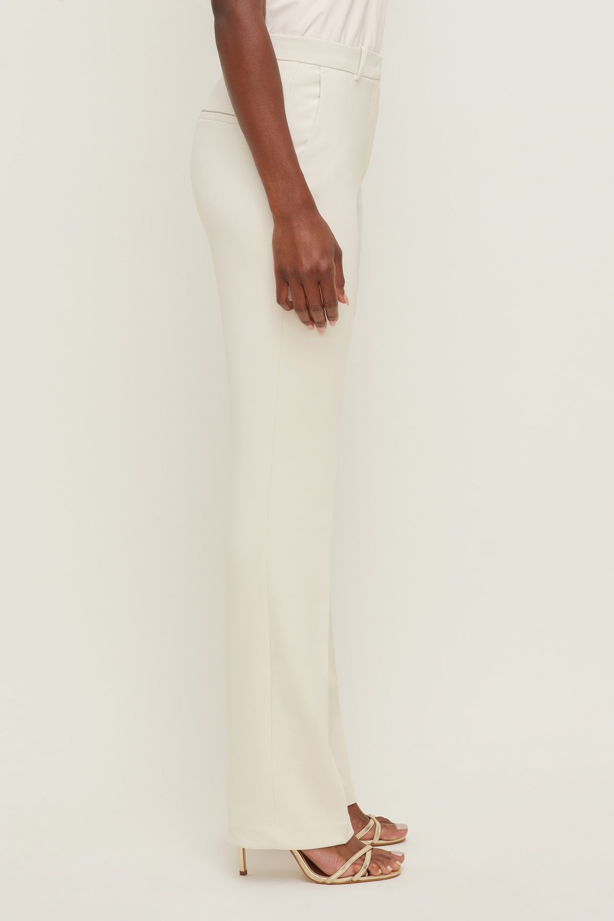 High Rise Slim Straight Leg Pants Beige - Dynamite