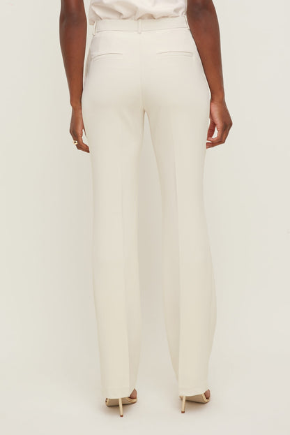 High Rise Slim Straight Leg Pants Beige - Dynamite