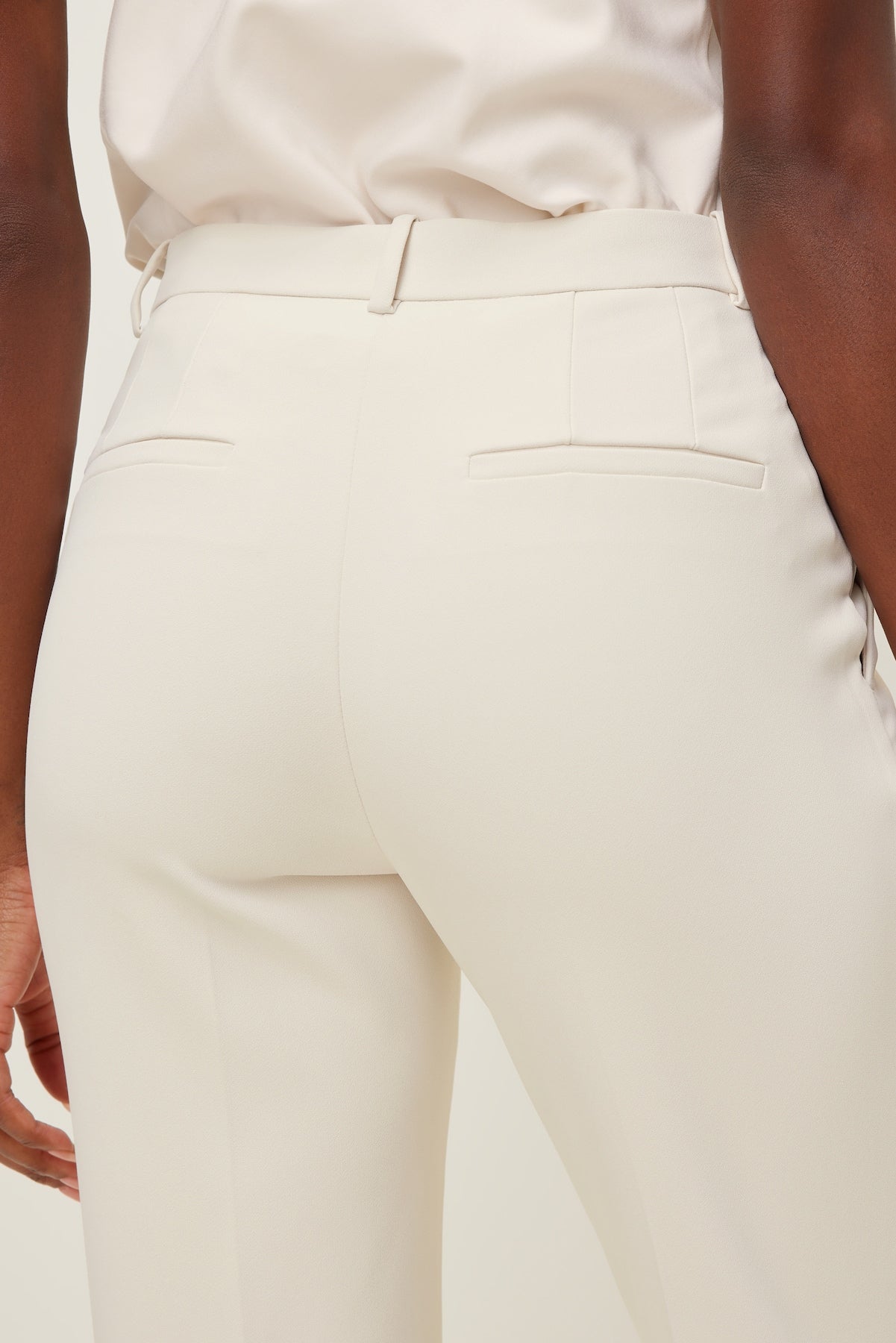 High Rise Slim Straight Leg Pants Beige - Dynamite