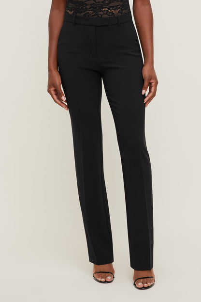 High Rise Slim Straight Leg Pants Black - Dynamite
