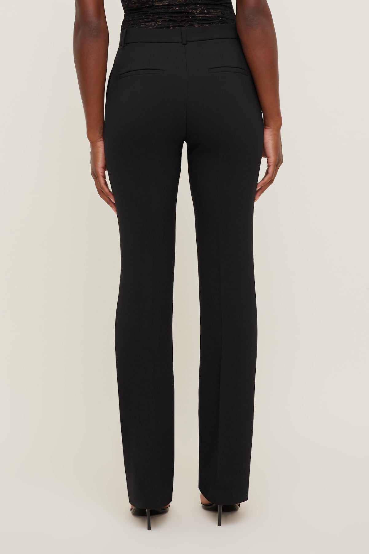 High Rise Slim Straight Leg Pants Black - Dynamite