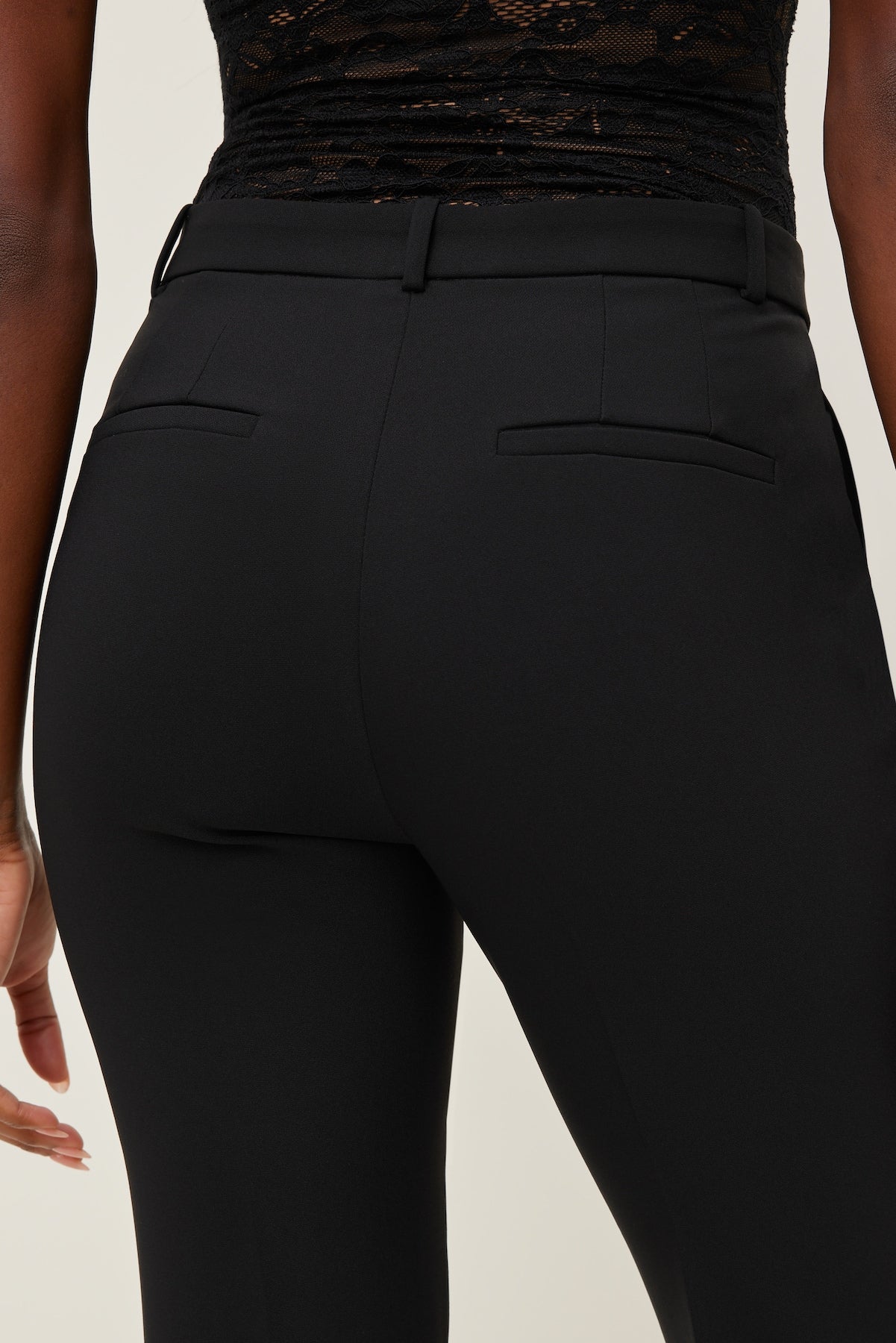High Rise Slim Straight Leg Pants Black - Dynamite