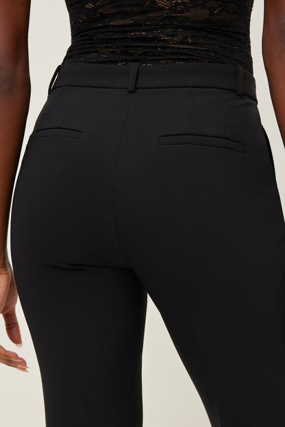 High Rise Slim Straight Leg Pants Black - Dynamite