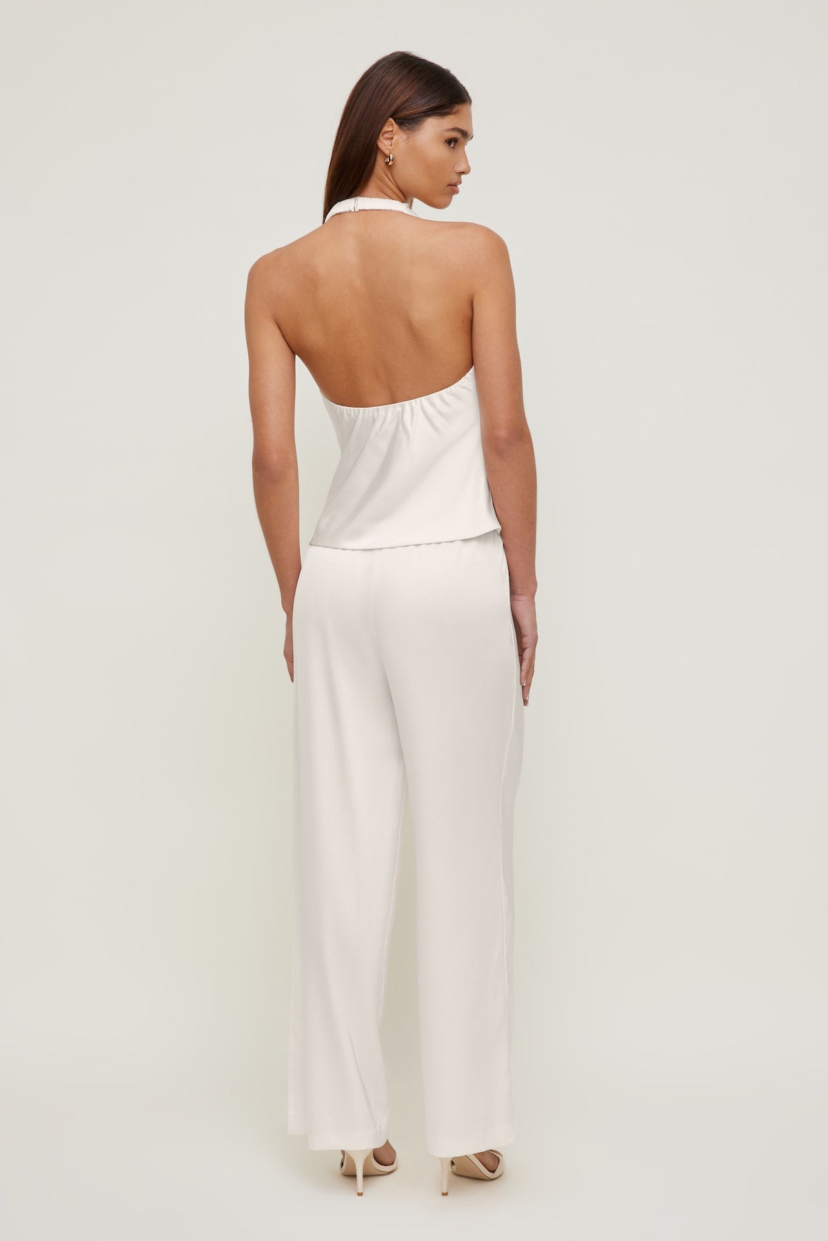 Leo Satin Wide Leg Pants Beige - Dynamite