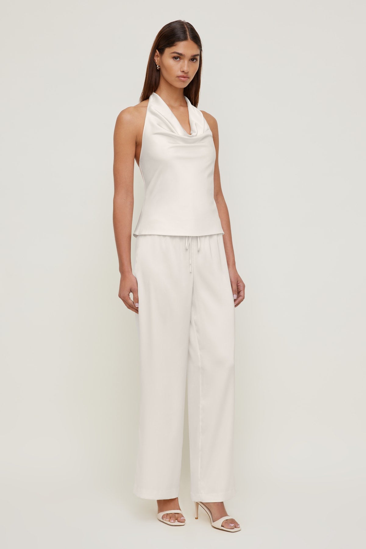 Leo Satin Wide Leg Pants Beige - Dynamite