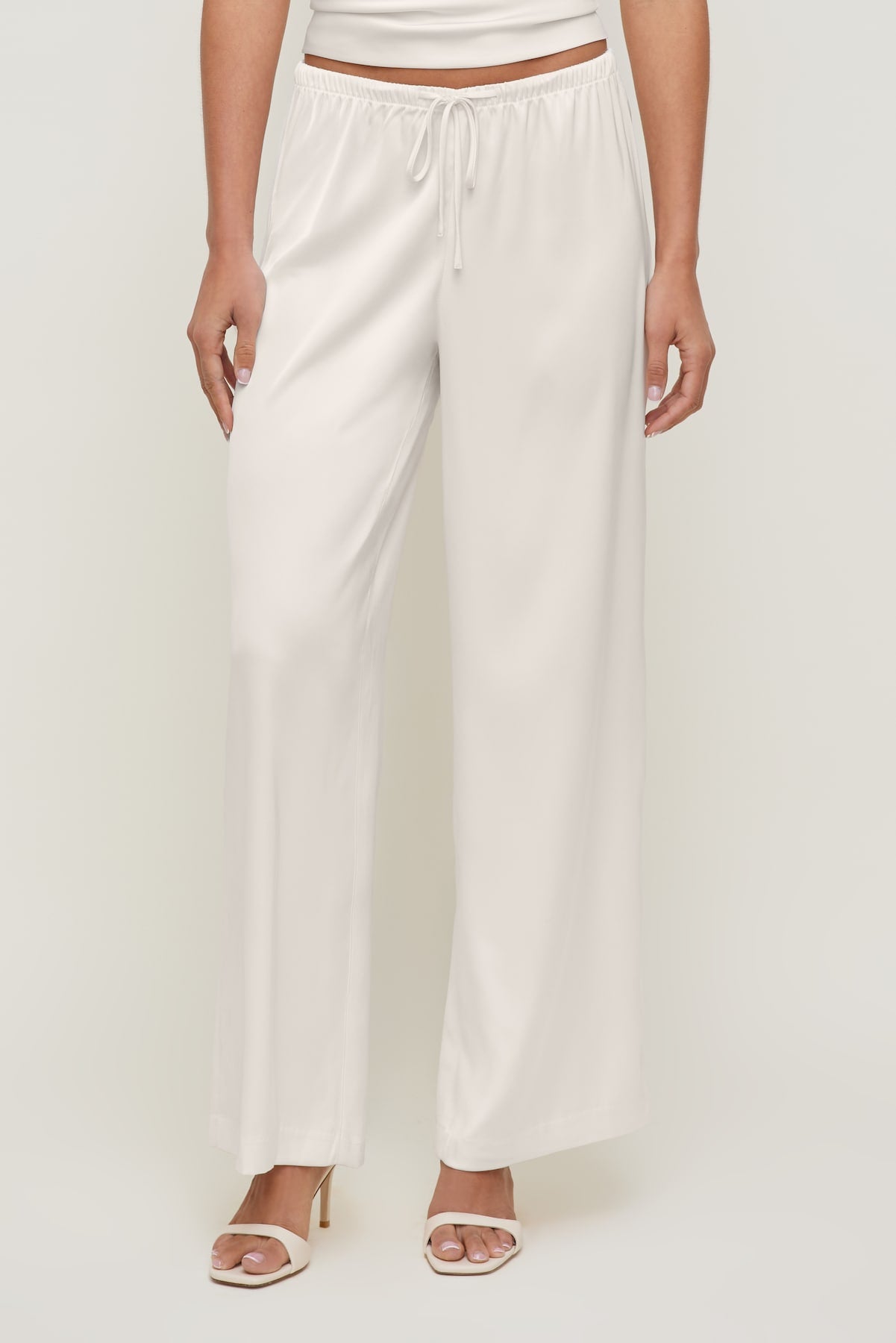Leo Satin Wide Leg Pants Beige - Dynamite