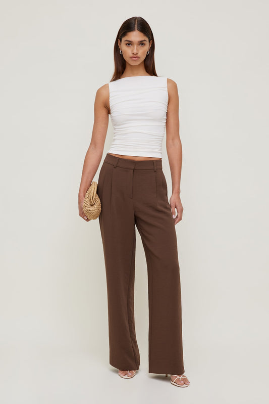 Alex Airflow Wide Leg Pants Brown - Dynamite
