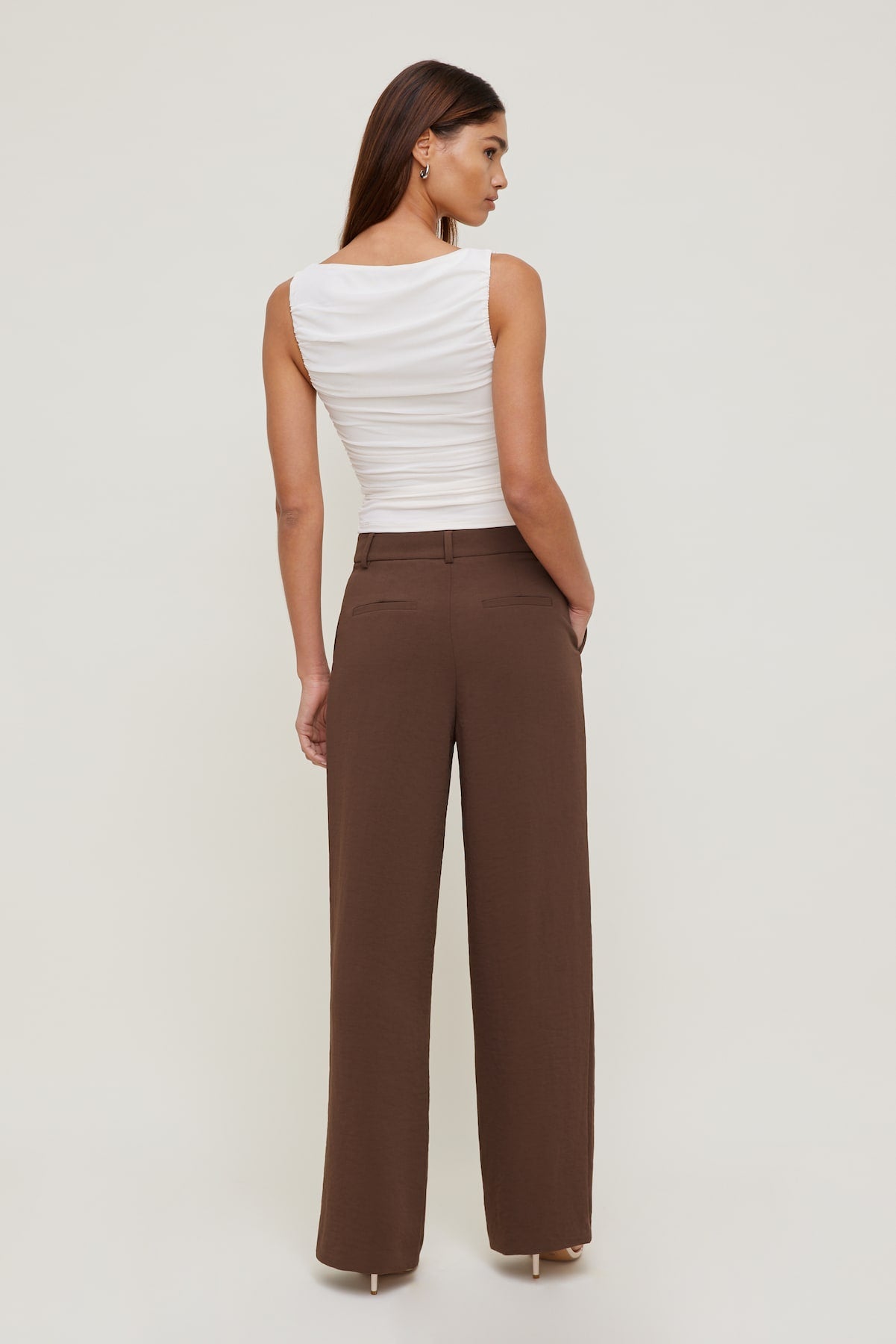 Alex Airflow Wide Leg Pants Brown - Dynamite
