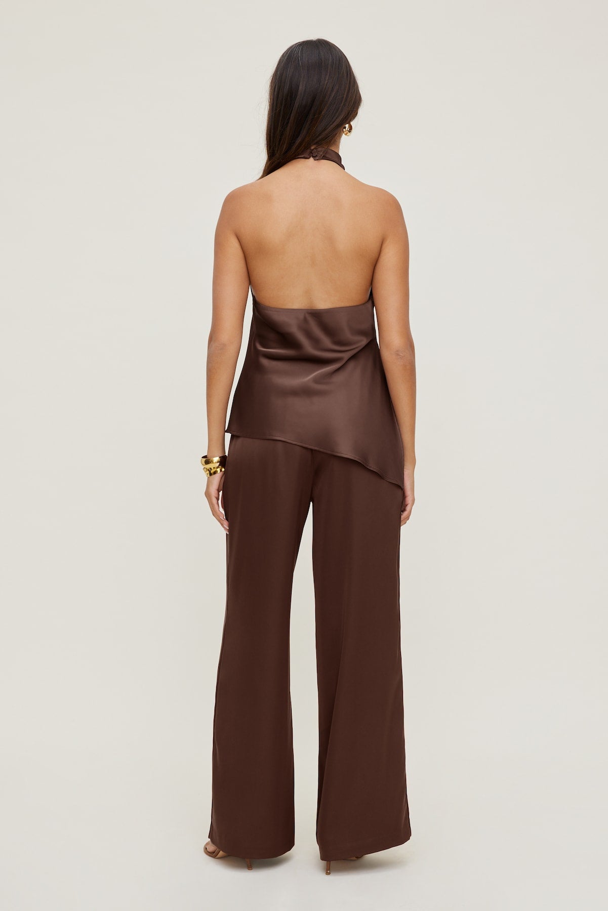 Leo Satin Wide Leg Pants Brown - Dynamite