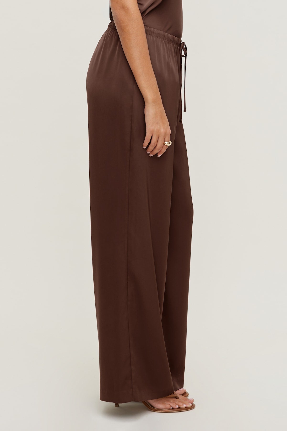 Leo Satin Wide Leg Pants Brown - Dynamite