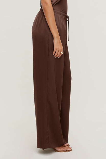 Leo Satin Wide Leg Pants Brown - Dynamite