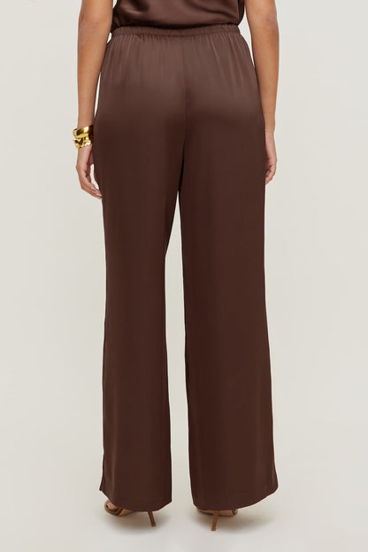 Leo Satin Wide Leg Pants Brown - Dynamite