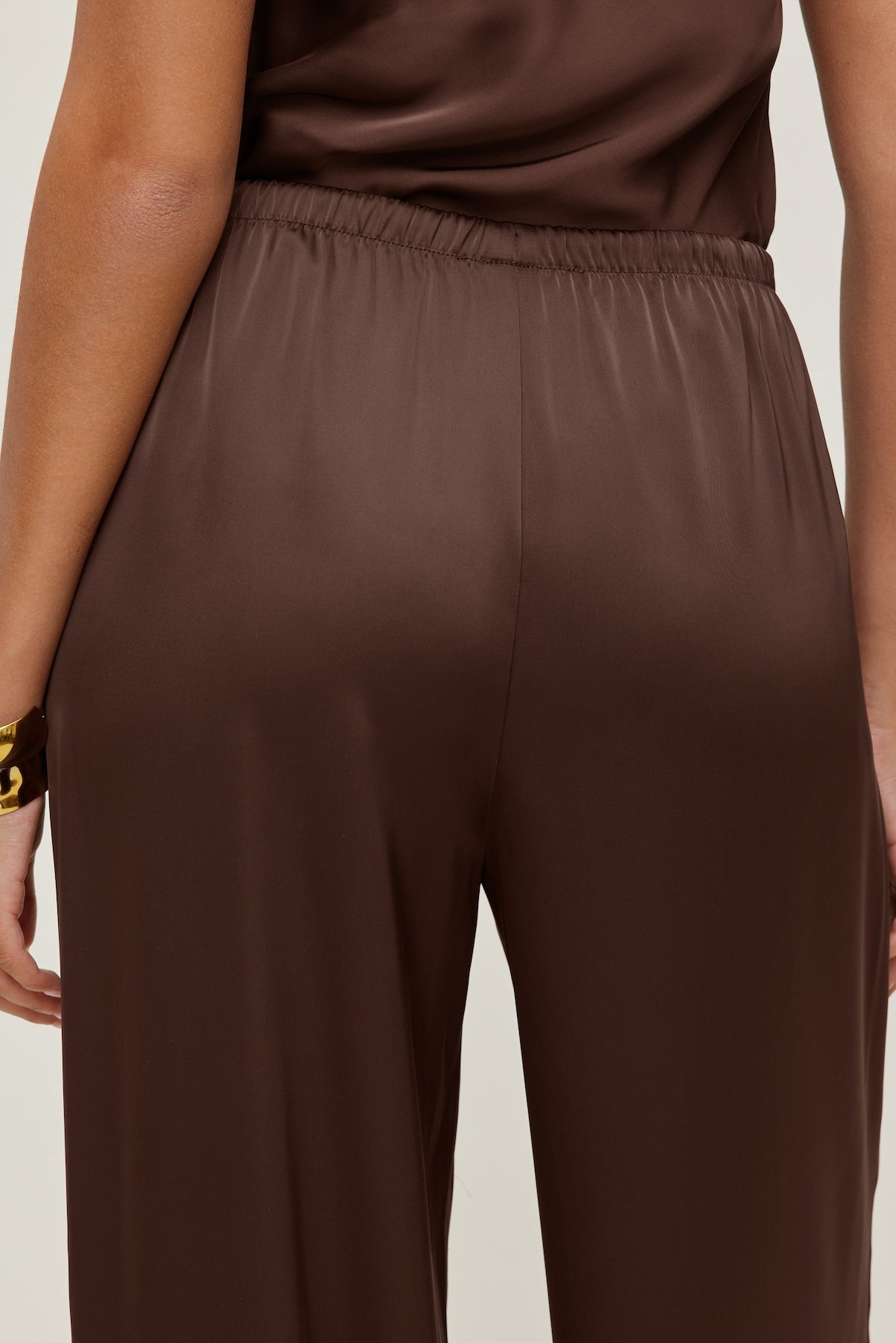 Leo Satin Wide Leg Pants Brown - Dynamite