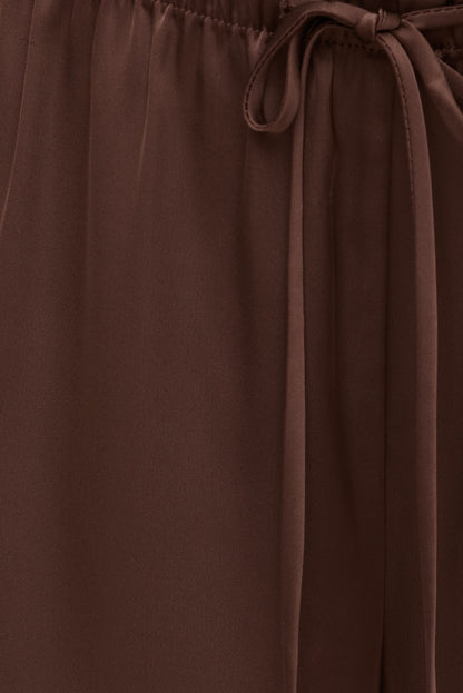 Leo Satin Wide Leg Pants Brown - Dynamite