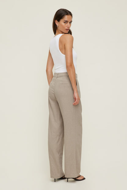 Alex Linen Wide Leg Pants Beige - Dynamite