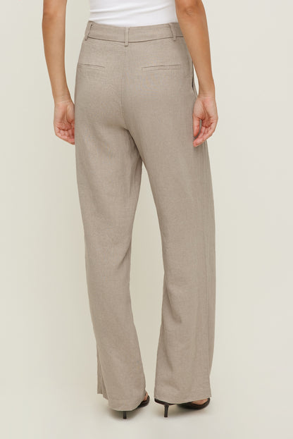 Alex Linen Wide Leg Pants Beige - Dynamite