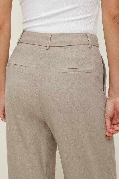 Alex Linen Wide Leg Pants Beige - Dynamite