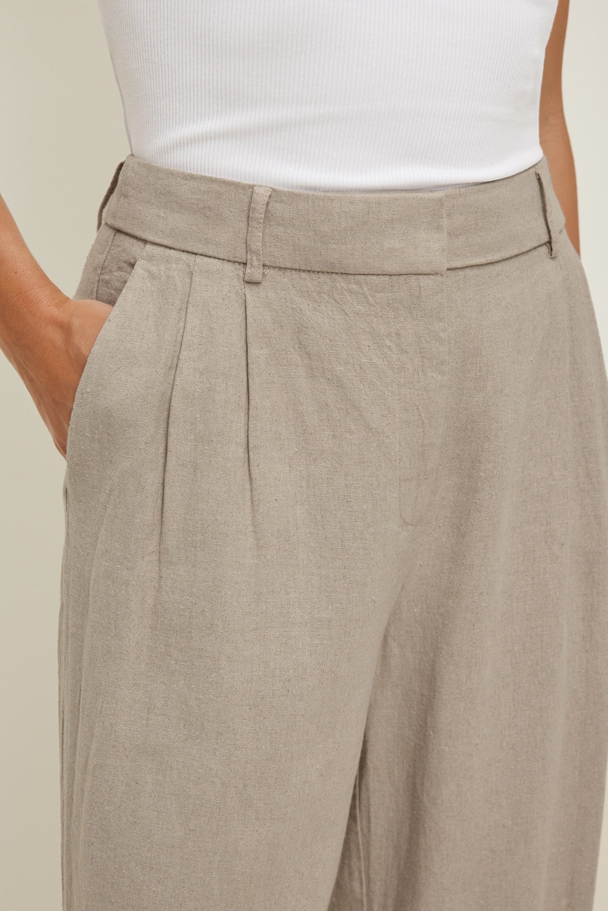 Alex Linen Wide Leg Pants Beige - Dynamite