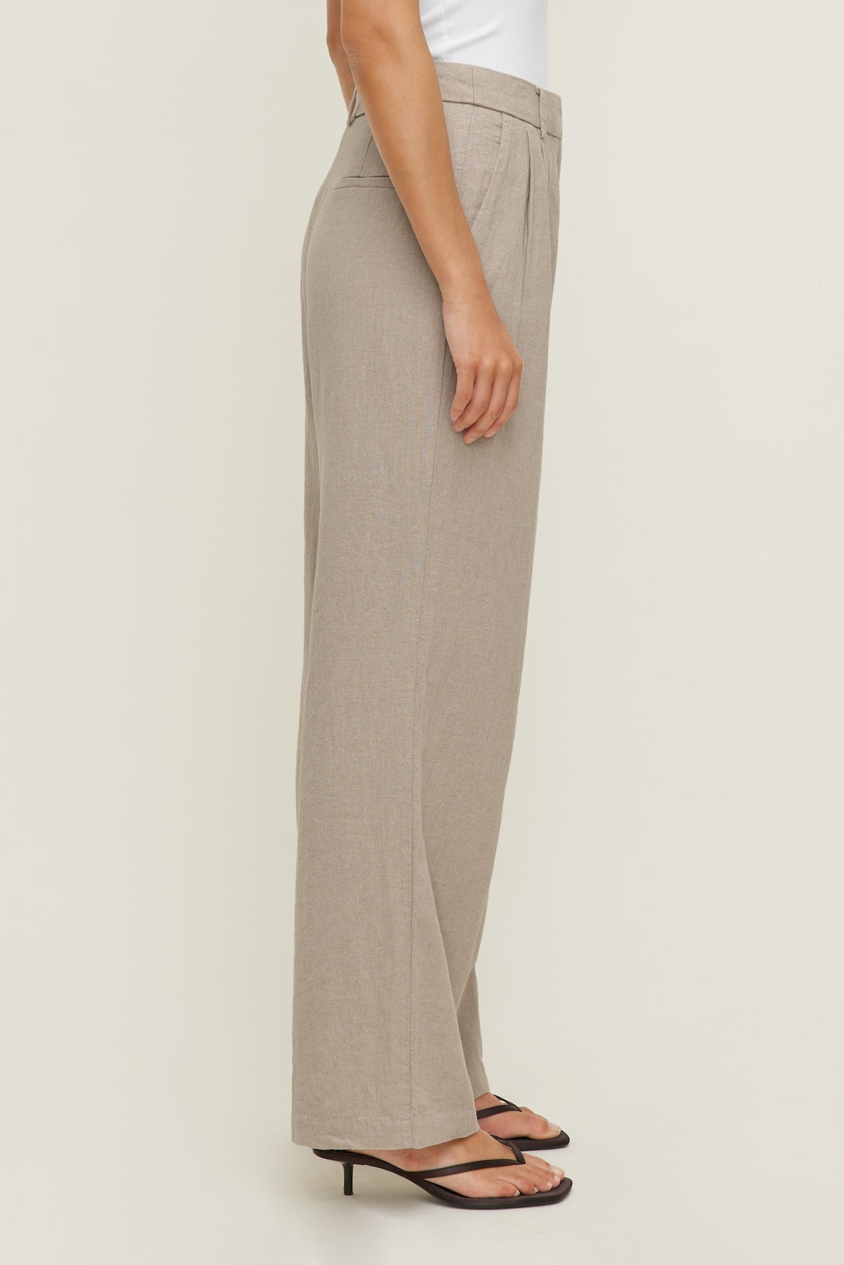Alex Linen Wide Leg Pants Beige - Dynamite