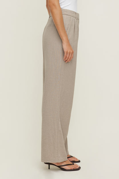 Alex Linen Wide Leg Pants Beige - Dynamite