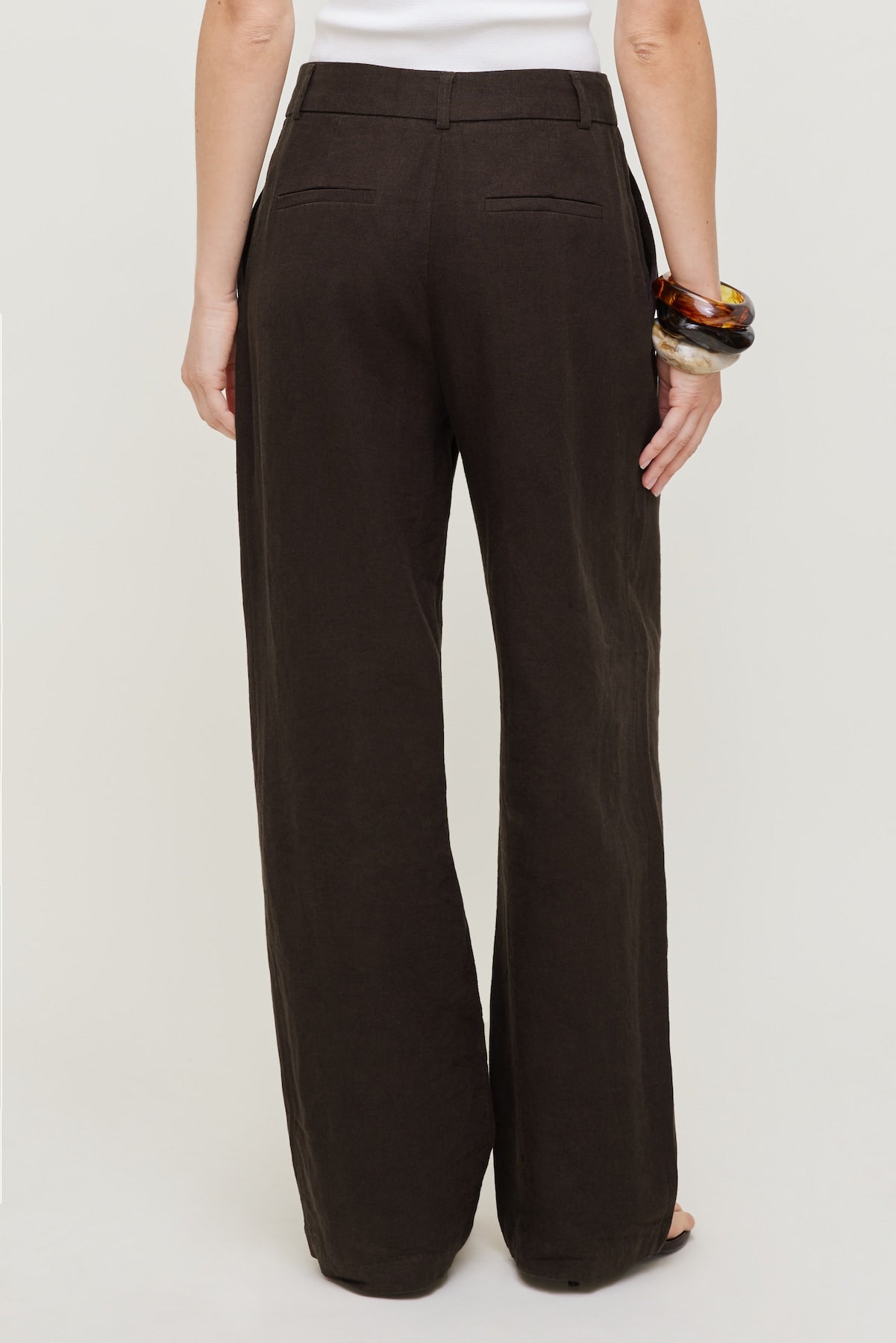 Alex Linen Wide Leg Pants Brown - Dynamite