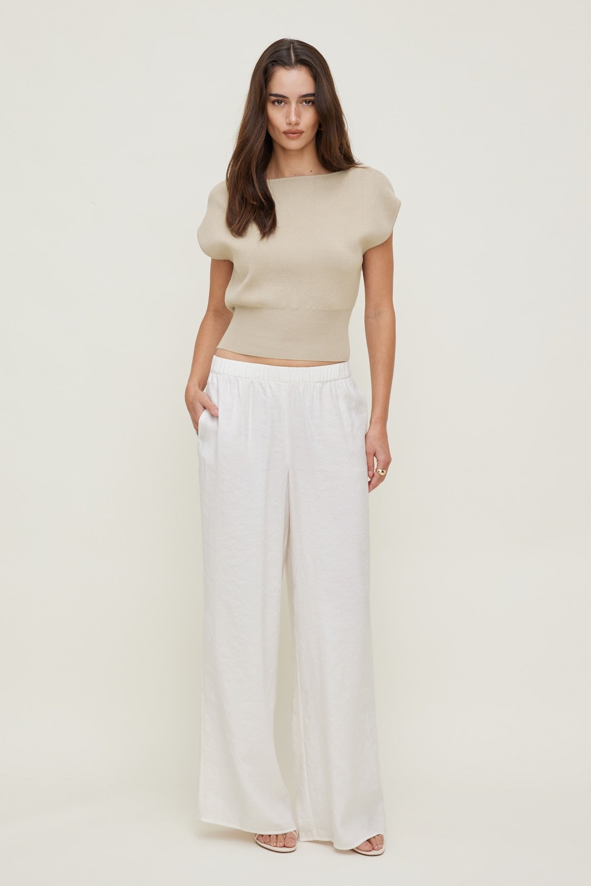 Priya Wide Leg Pants White - Dynamite