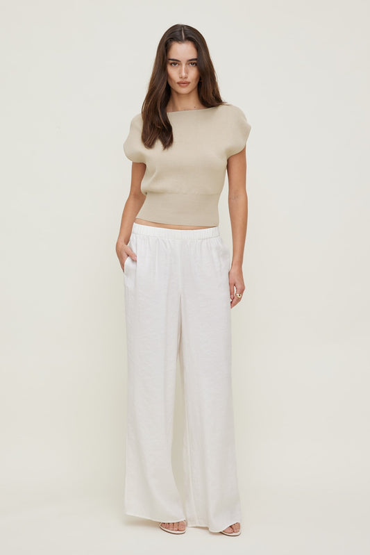 Priya Wide Leg Pants White - Dynamite