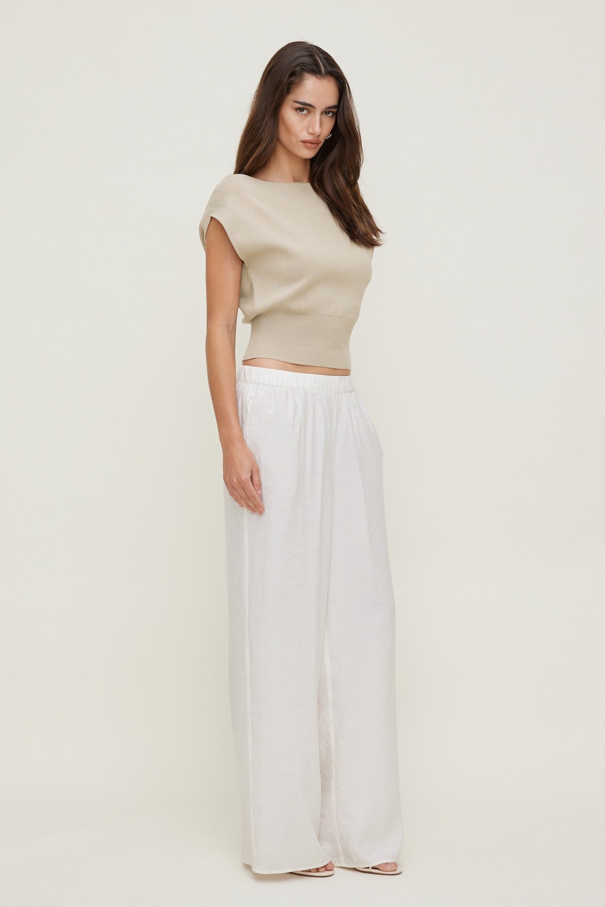 Priya Wide Leg Pants White - Dynamite