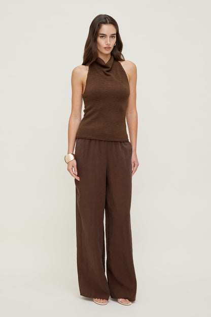 Priya Wide Leg Pants Brown - Dynamite
