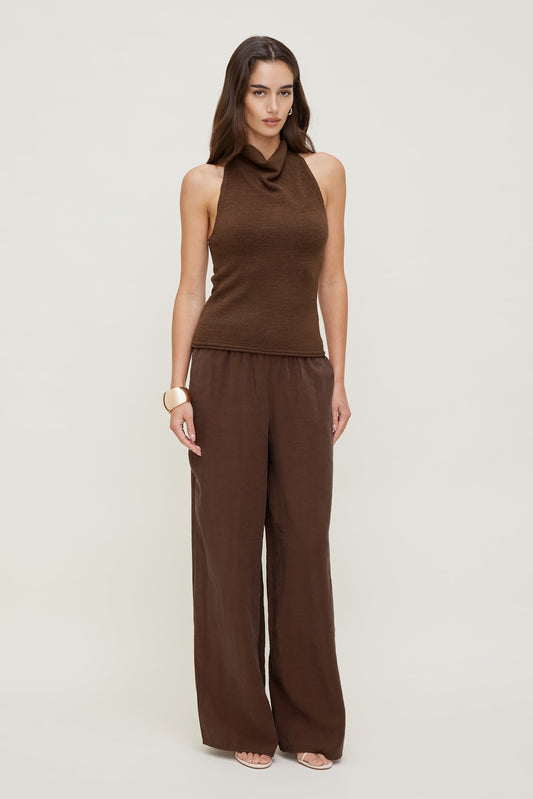Priya Wide Leg Pants Brown - Dynamite