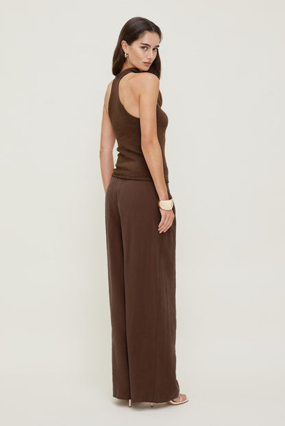 Priya Wide Leg Pants Brown - Dynamite